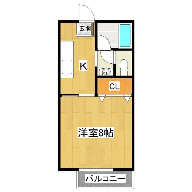 吉瀬ハイツ(1K/1階)の間取り写真