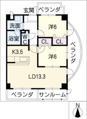 FORM GP ノース(2LDK/4階)の間取り写真