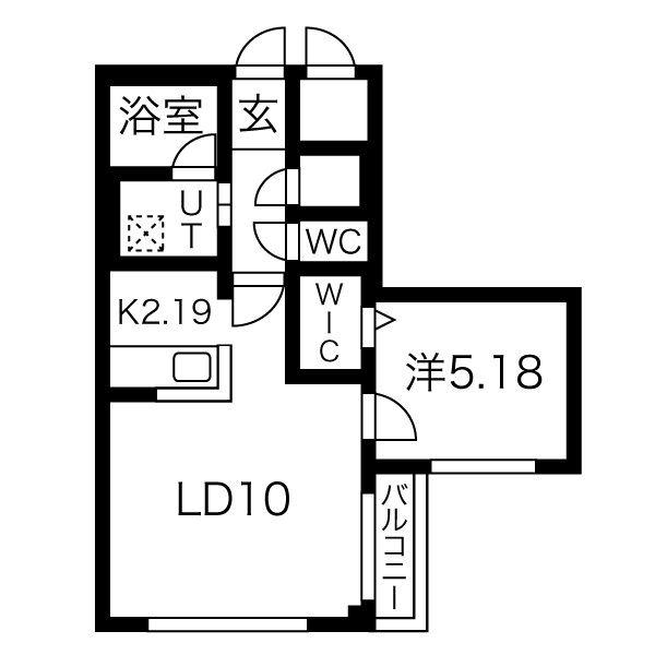 コローレサウスエイト(1LDK/5階)の間取り写真