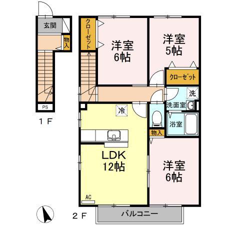 プリマベーラ(3LDK/2階)の間取り写真