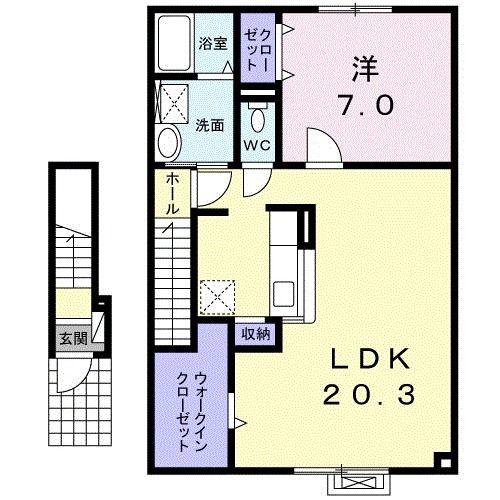 エルムプラシードA10号館(1LDK/2階)の間取り写真