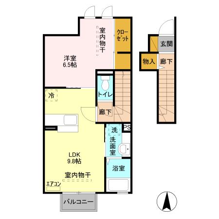 プラシエンテ A(1LDK/2階)の間取り写真