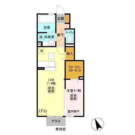 マイレージ(1LDK/1階)の間取り写真