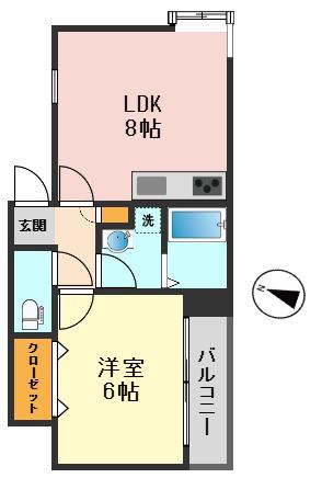 メゾン・ド・シマ(1LDK/3階)の間取り写真