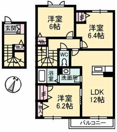 AFFLUENCE(3LDK/2階)の間取り写真