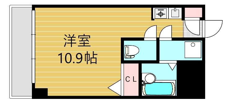 イースト天神・STUDIO(ワンルーム/2階)の間取り写真
