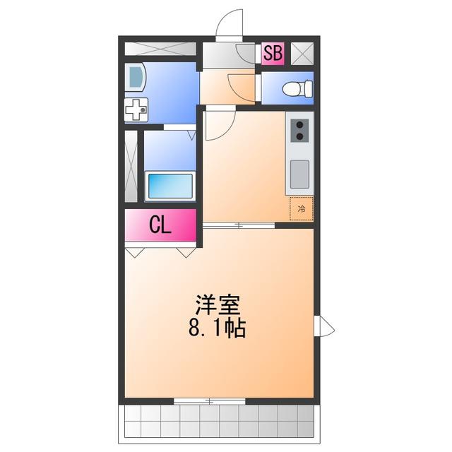 アムール高松東(1K/2階)の間取り写真