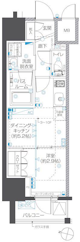 ZOOM本郷(1DK/4階)の間取り写真