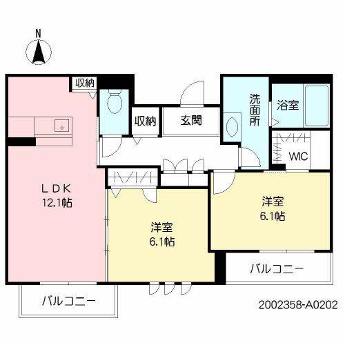 グレイス・ヴィラ水前寺(2LDK/2階)の間取り写真