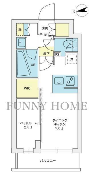 アジールコート豪徳寺(1DK/1階)の間取り写真