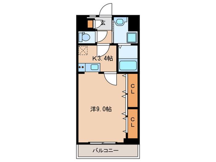 JCE南森町(1K/2階)の間取り写真