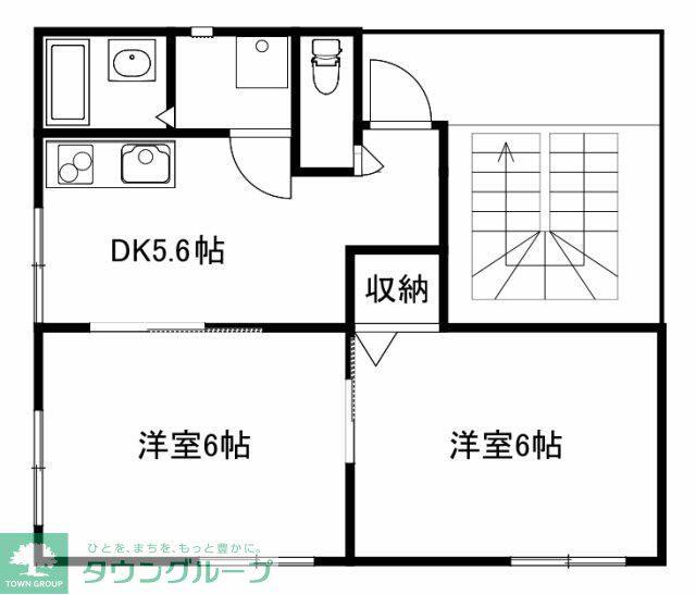 スカイ5ビル(2DK/2階)の間取り写真