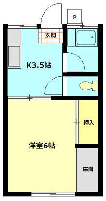 光ハイツ(1K/2階)の間取り写真