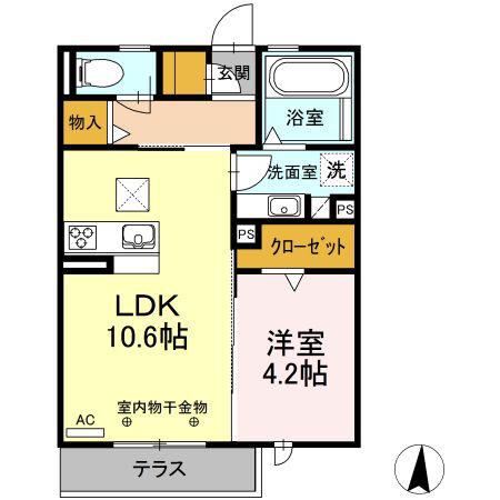 WIN S GARDEN A(1LDK/1階)の間取り写真