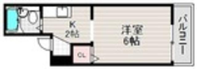 プラットホーム七道(1K/2階)の間取り写真