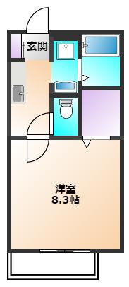 クレスト西町(1K/1階)の間取り写真