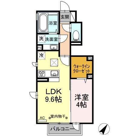 ソレアード(1LDK/1階)の間取り写真