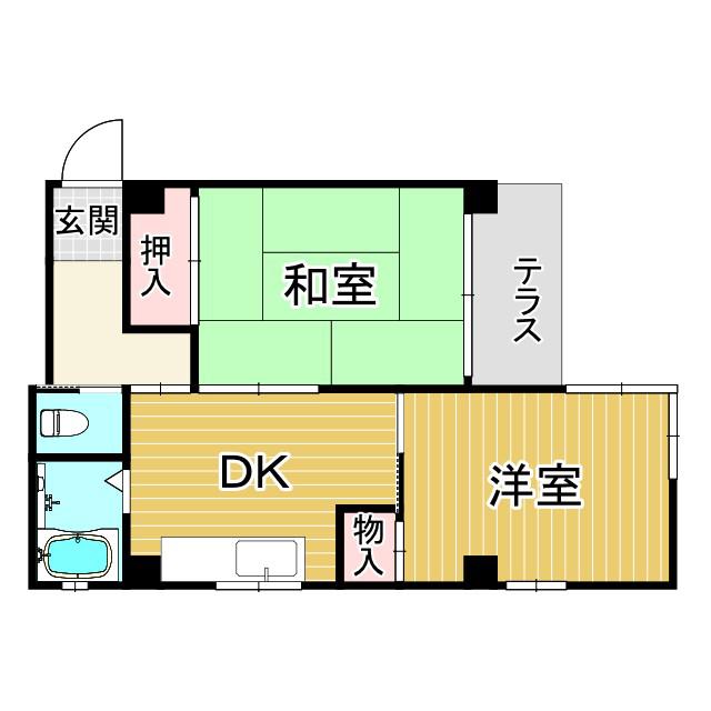 ハイム宮北(2DK/1階)の間取り写真