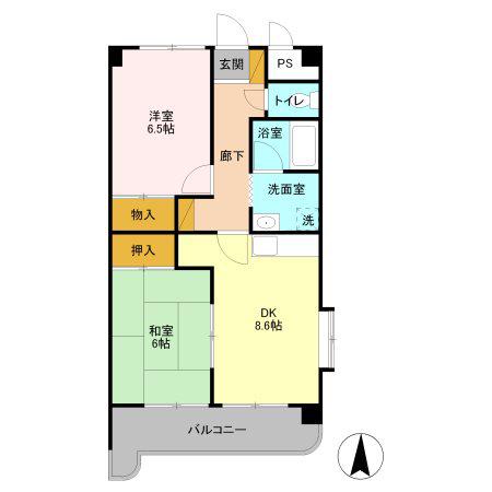 ロワイヤル(2LDK/3階)の間取り写真