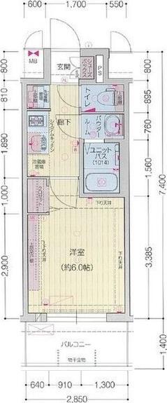 プレリス太閤通セルシア(1K/2階)の間取り写真