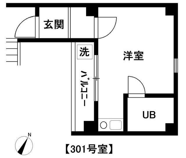Fコーポ(ワンルーム/3階)の間取り写真