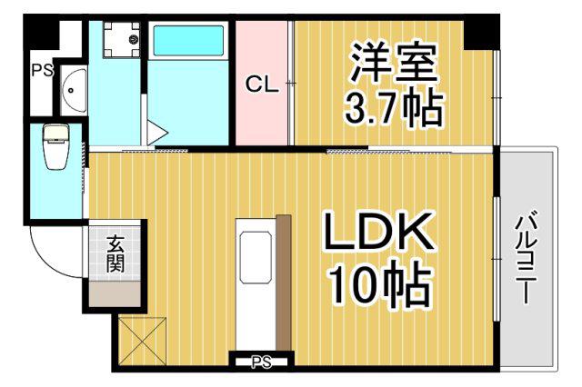 伊丹中央4丁目PJ(1LDK/4階)の間取り写真