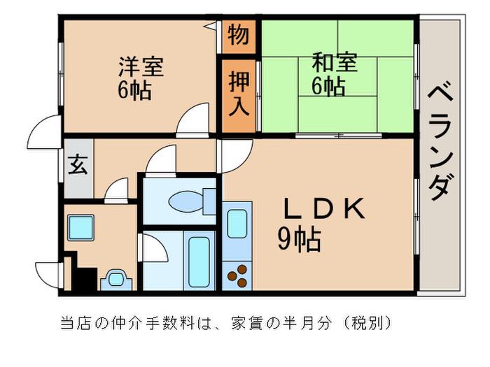 クレール弍番館(2LDK/3階)の間取り写真