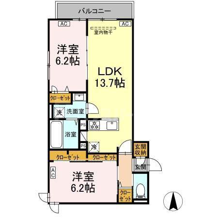 セレスティア北小岩II(2LDK/3階)の間取り写真