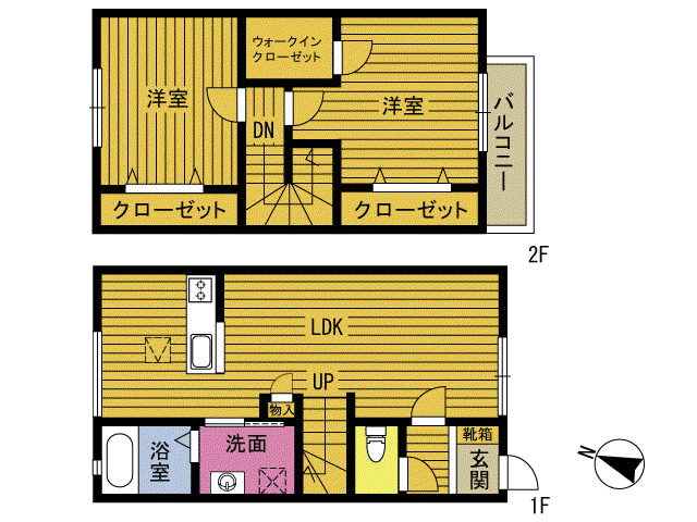 ATTRESE萩原(2LDK/1階)の間取り写真