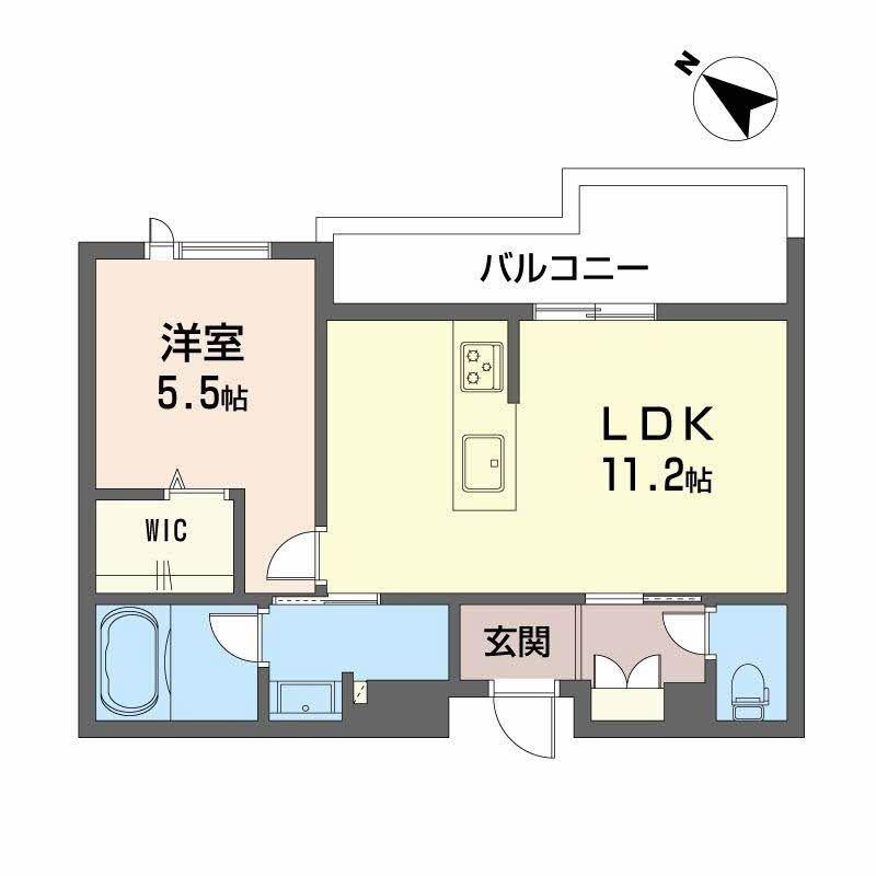 シャーメゾンマーレ竹下(1LDK/1階)の間取り写真