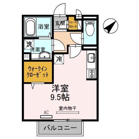 ドイスドゥアス(ワンルーム/2階)の間取り写真