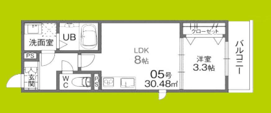 グローハイツ若江(1LDK/3階)の間取り写真