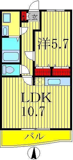 ロイヤルガーデン(1LDK/3階)の間取り写真
