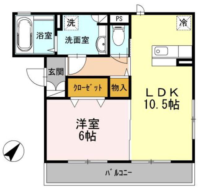 シャルマント(1LDK/2階)の間取り写真