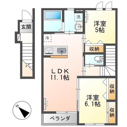 メゾン・ソレイユ(2LDK/2階)の間取り写真