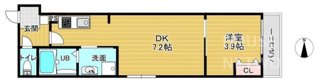 アドバンスコート四条堀川II(1LDK/3階)の間取り写真
