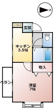 スプリエII(1K/2階)の間取り写真