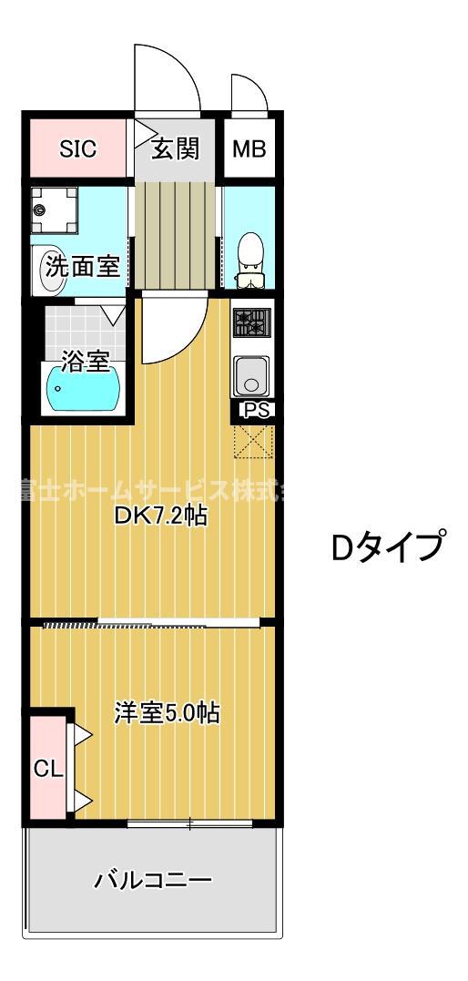 ふぁみゆアビコXII(1DK/3階)の間取り写真