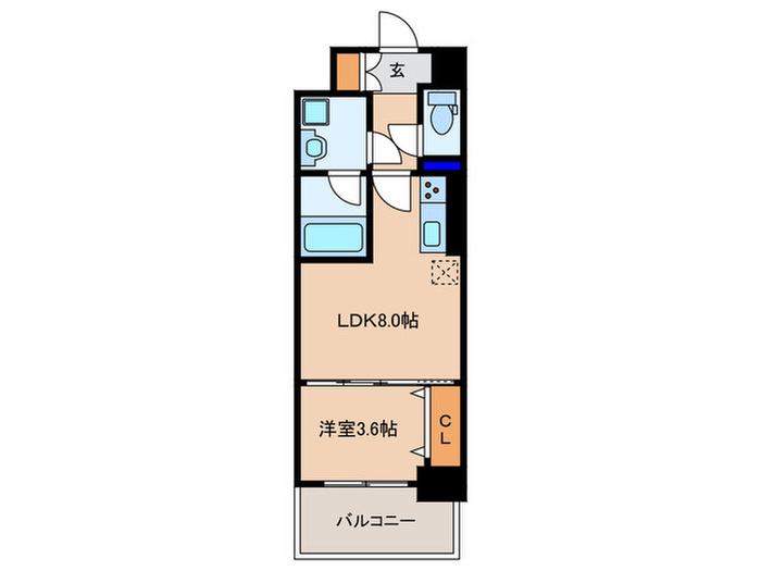 ARBRE都島(1LDK/2階)の間取り写真