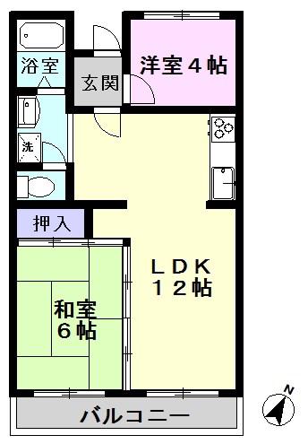 第1山崎マンション(2LDK/1階)の間取り写真