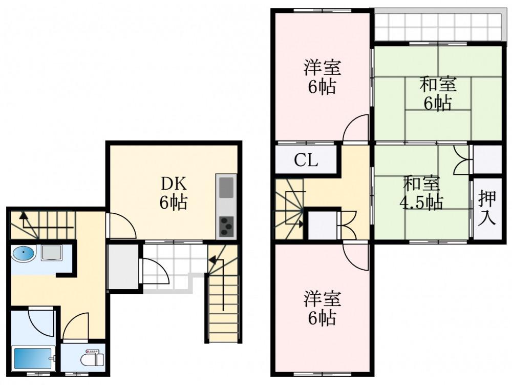 藤井寺ガーデンハイツ(4DK/2階)の間取り写真