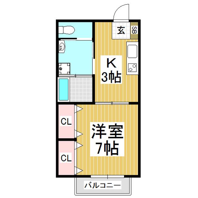 メゾンK(1K/1階)の間取り写真