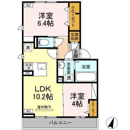 グローサー・ベーア(2LDK/3階)の間取り写真