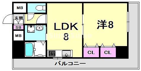 パシフィック神戸桜筋北館(1LDK/8階)の間取り写真