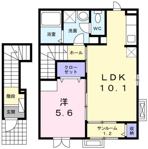 プチ・ボヌ-ル(1LDK/2階)の間取り写真