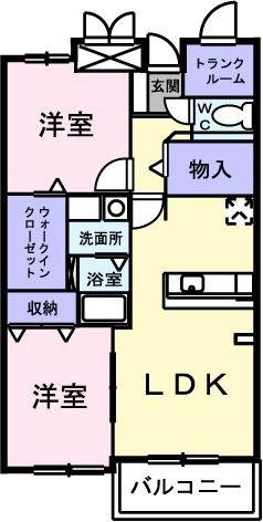 ヒルサイドスクエアI(2LDK/1階)の間取り写真