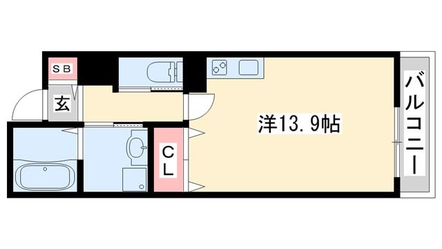 ライフタウンIII(ワンルーム/6階)の間取り写真