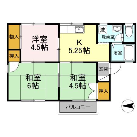 サンハイム(3K/2階)の間取り写真