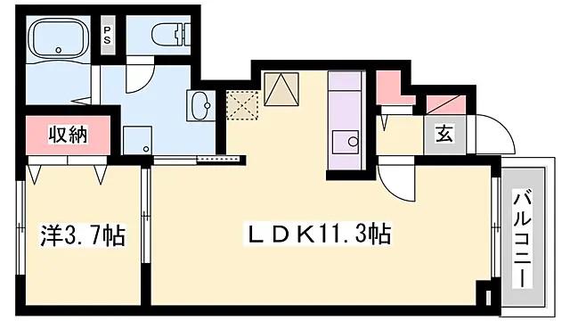 ヴィラ・スタシオン(1LDK/1階)の間取り写真