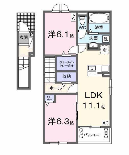 サニーハウスVI(2LDK/2階)の間取り写真